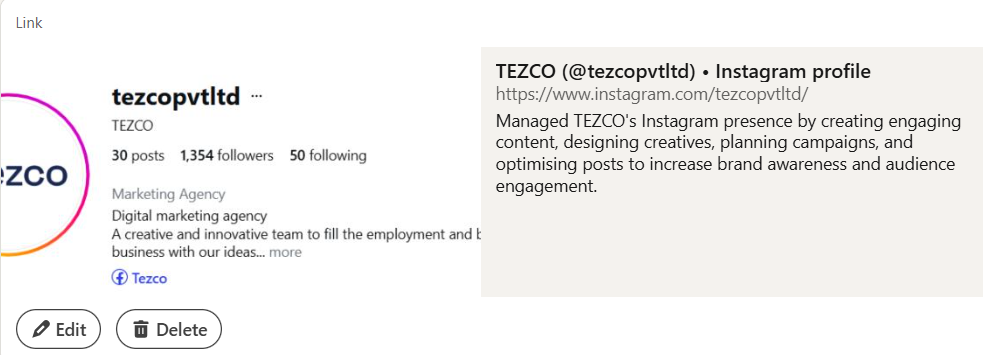 TEZCO Instagram profile managed by Muhsin C.H with 1,354 followers